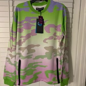 Create 2MRW Sweatshirt (Size Medium New Green and Pink Camouflage Sweatshirt